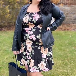 Floral puff sleeve midi dress